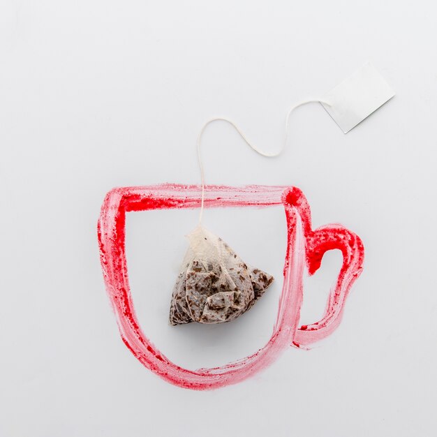 Top view of tea bag