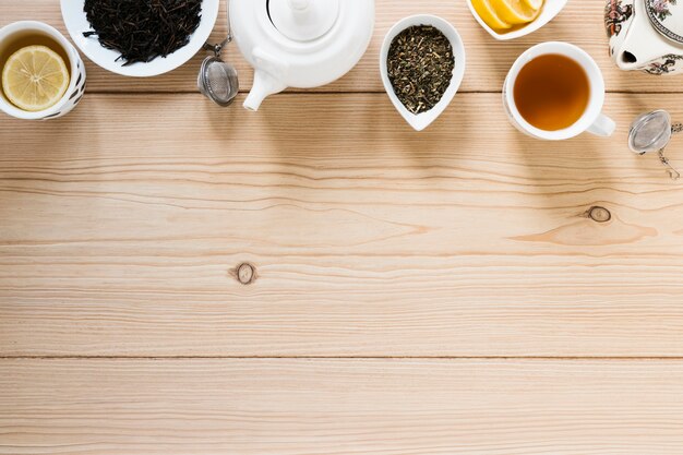 Top view of tea with copy space