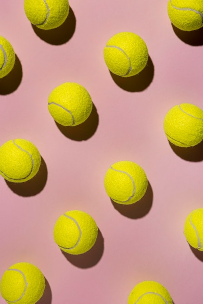 Top view of tennis balls