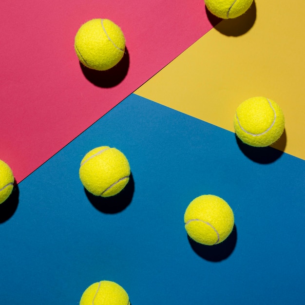 Top view of tennis balls