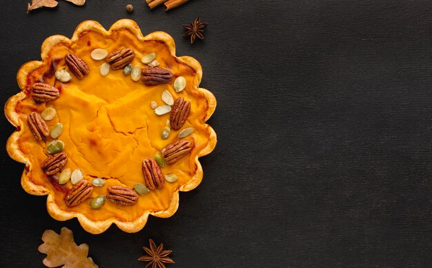 Top view of thanksgiving concept with copy space