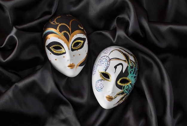 Top view theater mask still life