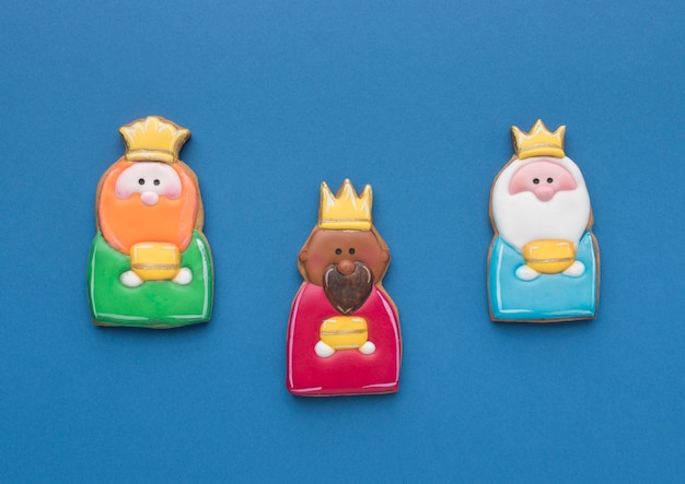 Top view of three kings for epiphany day