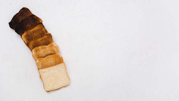 Top view of toasted bread arrangement