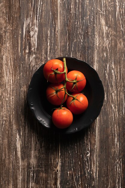 Top view tomatoes of plate