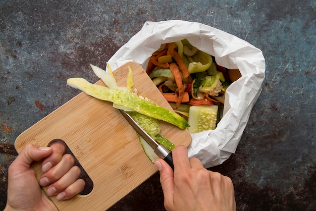 Free photo top view on trash cooking concept