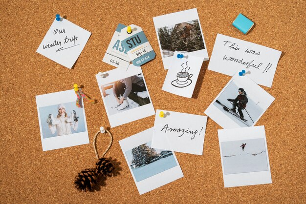 Top View of Travel Photos with Adventure Essentials