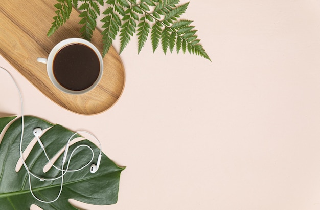 Free photo top view tropical leaves on vibrant background summer flat lay composition