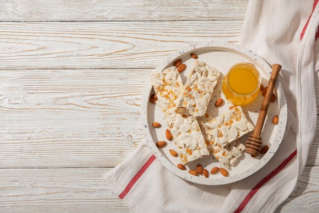 Top view on turron dessert