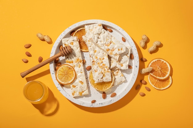 Top view on turron dessert