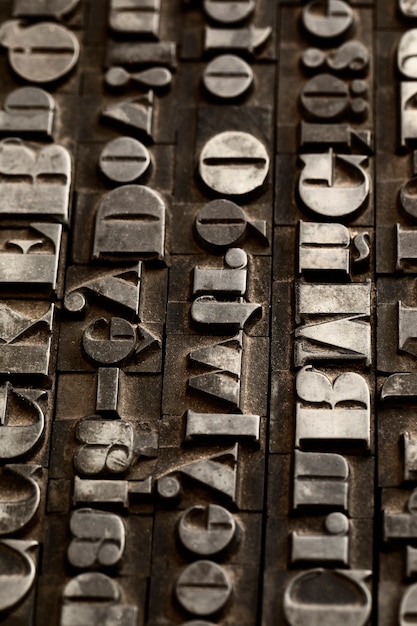 Top view over typesetting parts