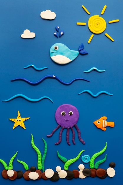 Top view underwater play dough background