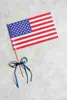 Free photo top view usa flag with ribbon