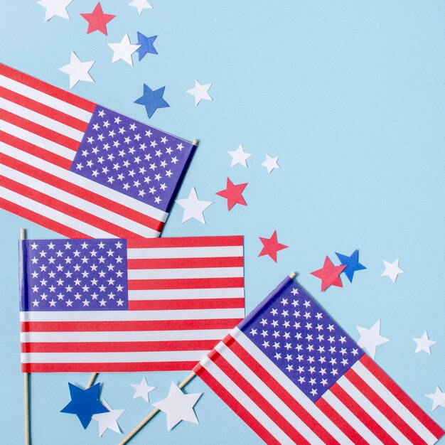 Вид сверху США флаги и звезды