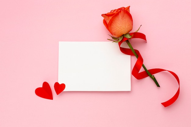 Free photo top view valentine's day composition with empty card