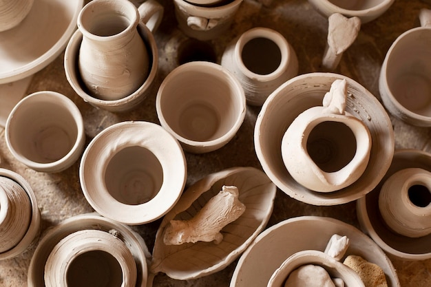 top view vases pottery concept