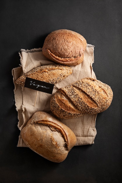 Top view vegan baked products arrangement