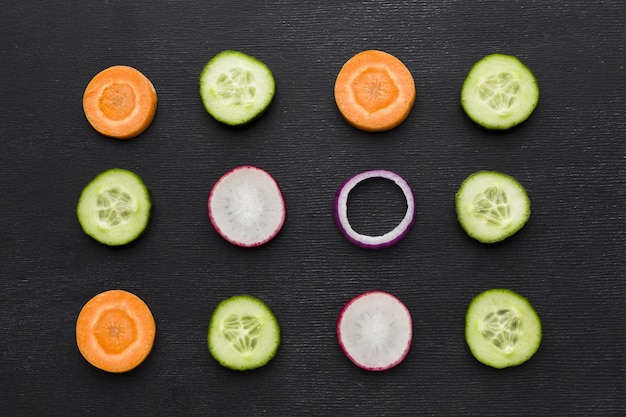 Free photo top view of vegetable arrangement