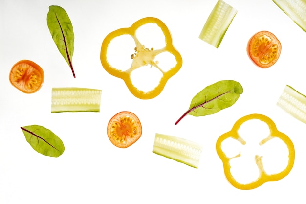 Top view vegetable slices arrangement