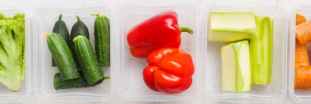 Top view of vegetables arrangement