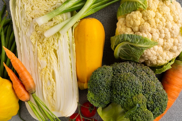 Top view of vegetables assortment