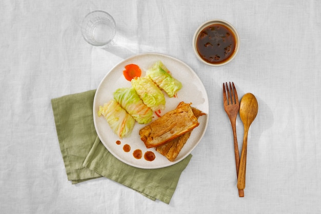 Top view veggie dish still life