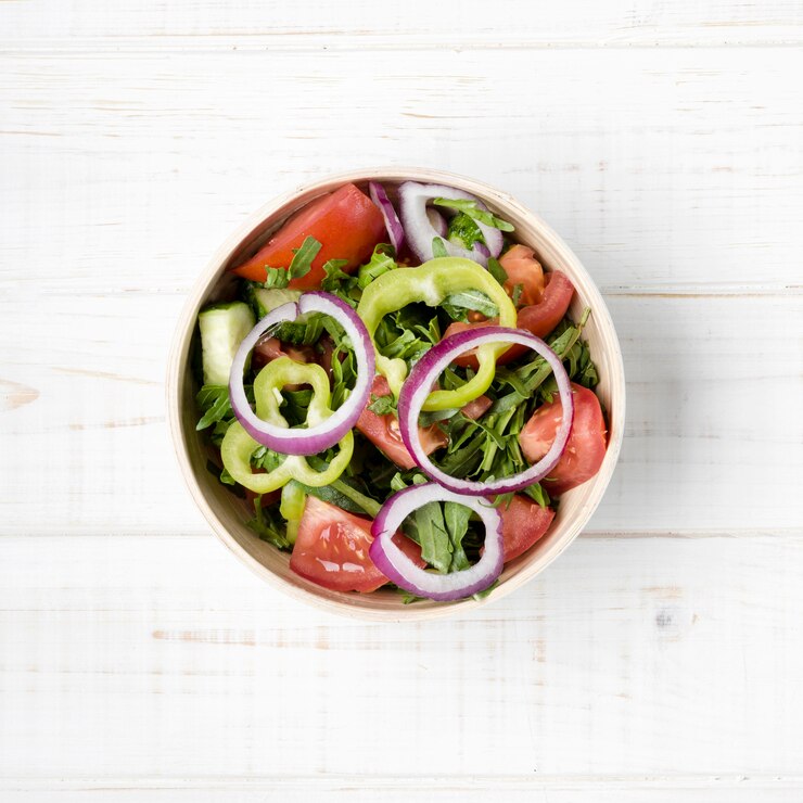Free Photo top view veggie ingredients in a bowl