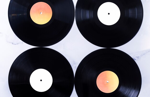 Top view of vinyl disks