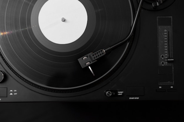 Free photo top view vinyl record composition