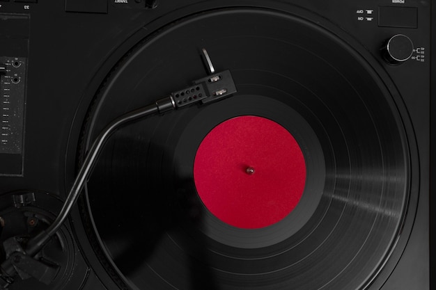 Free photo top view vinyl record composition