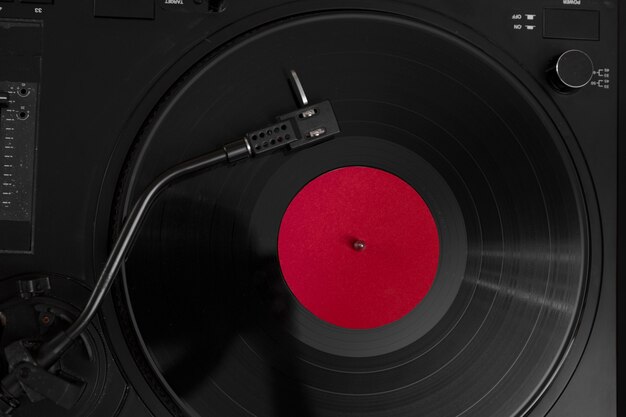 Top view vinyl record composition