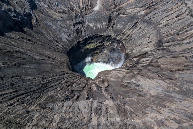 Top view of a volcano crater