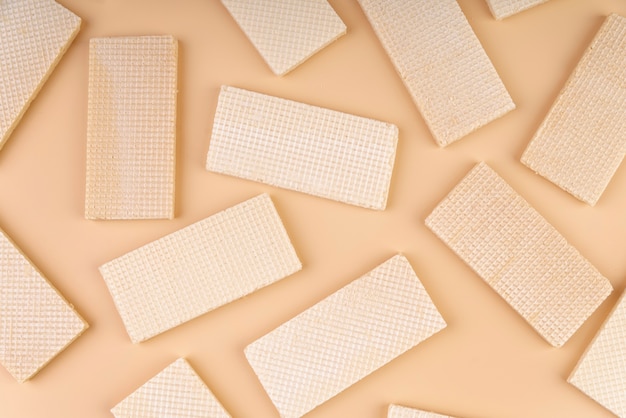 Free photo top view of wafers on simple background