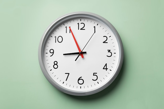 Free photo top view wall clock still life