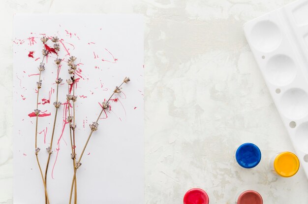 Top view watercolor floral tree drawing