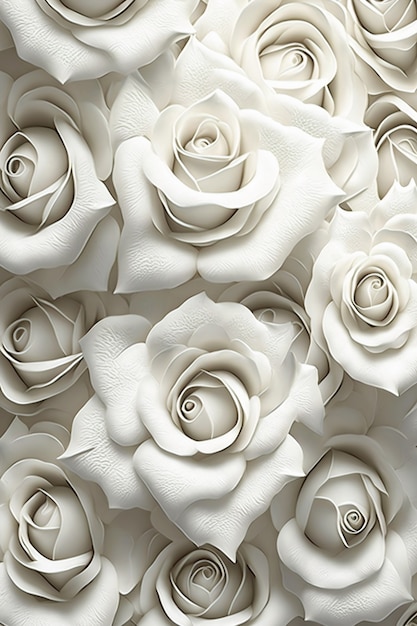 Top view white roses background