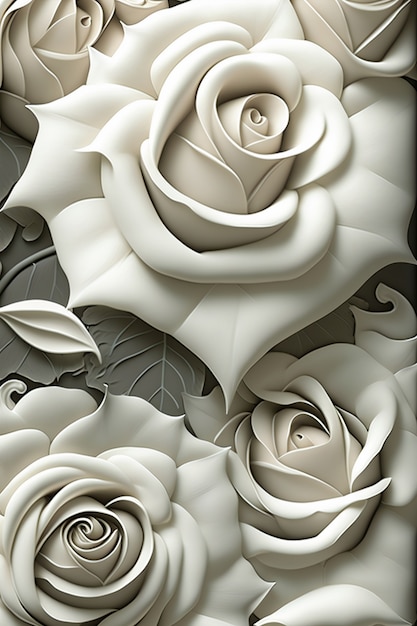 上面図の白いバラの背景