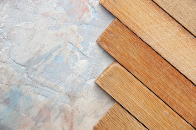 Top view wood planks on nude background