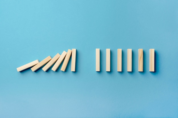 Top view wooden blocks falling