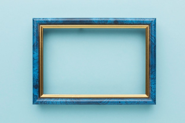 Top view of wooden frame with copy space