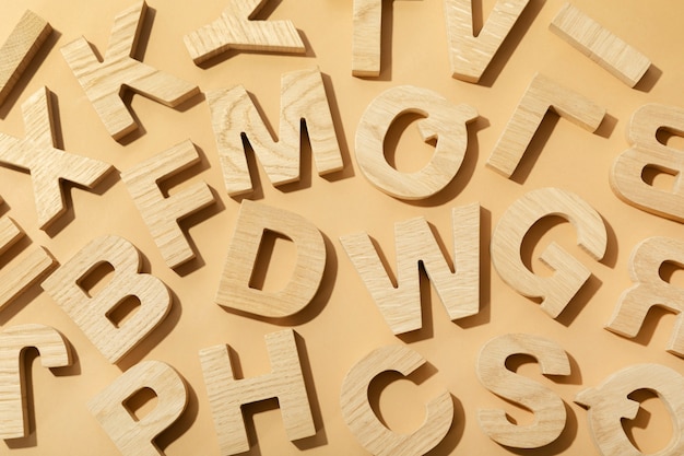 Top view wooden letters arrangement