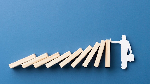 top view wooden pieces arrangement