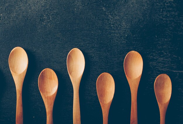 Top view wooden spoons. horizontal