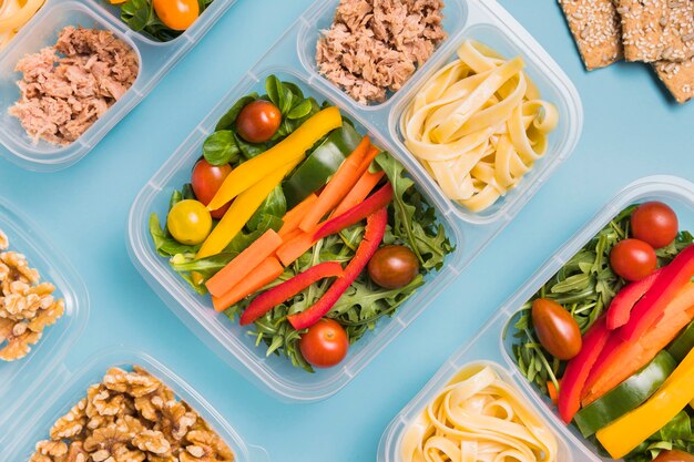 Top view work lunchboxes