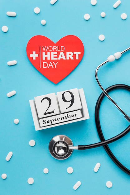 Free photo top view world heart day concept