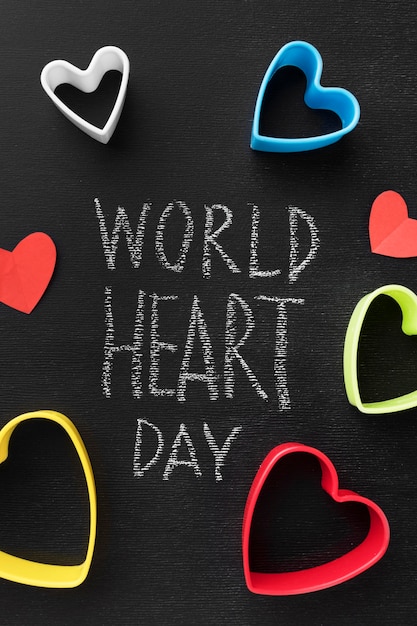 Top view world heart day concept