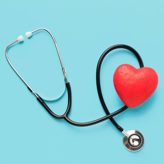 Free photo top view world heart day stethoscope