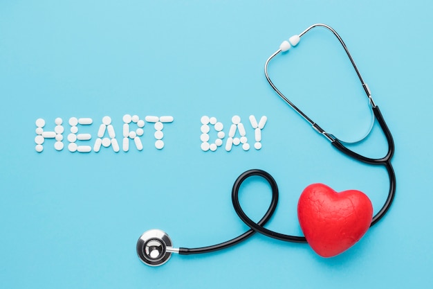 Top view world heart day with stethoscope