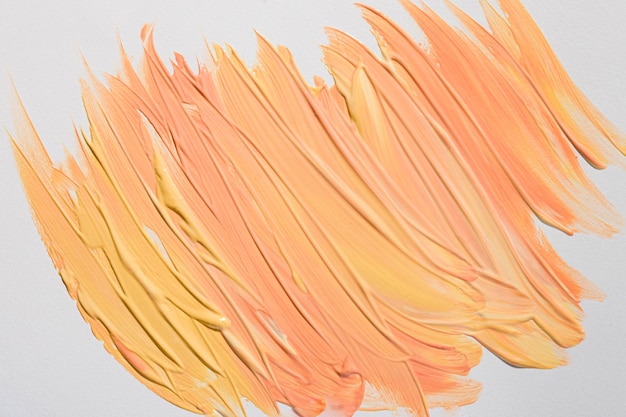 Top view of yellow paint brush strokes on surface