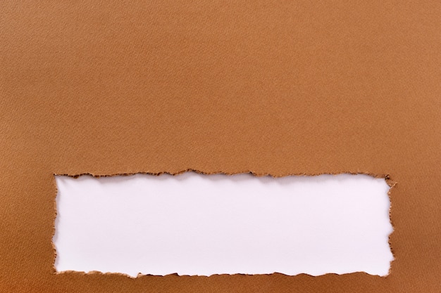 Torn brown paper background frame strip bottom edge